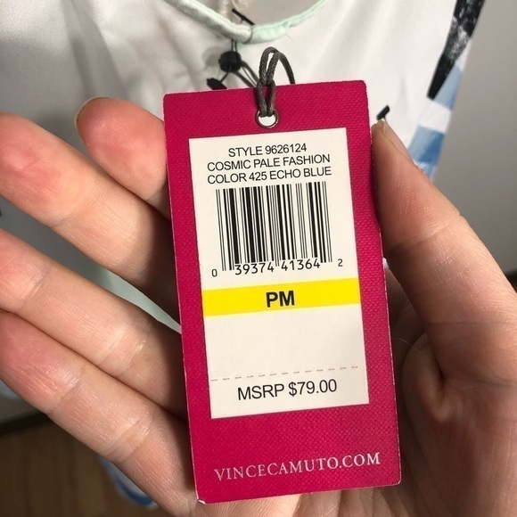 Vince Camuto Cosmic Blue Tunic High Low NWT PM Petite Medium Sleeveless Tank Top - Picture 4 of 8